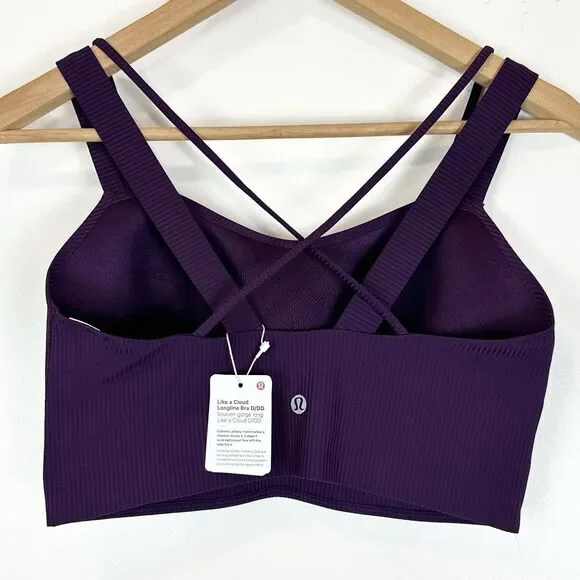 Lululemon Like a Cloud Ribbed Longline Bra D/DD Magenta NWT Rare Yoga Pilates 8 - Picture 3 of 9